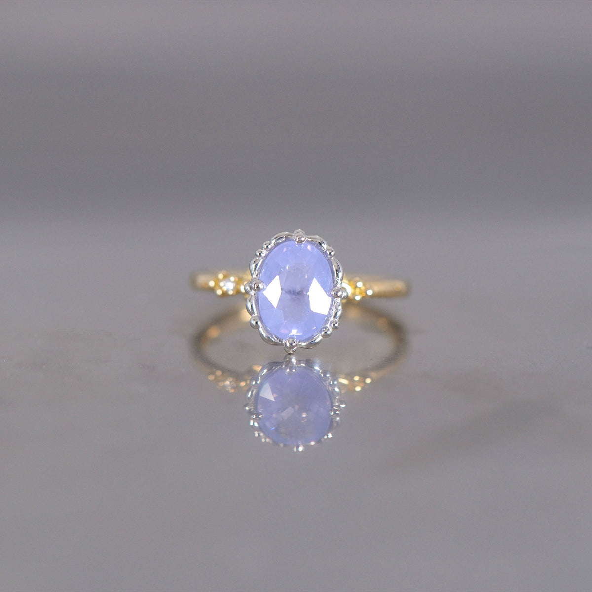 シルキーラベンダースピネル　ダイヤモンド　K18リング 福永宝飾店シルキーラベンダースピネルダイヤモンドK18リングスピネル