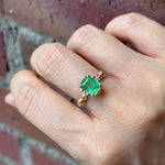 relax line puffsleeve cuffs ring　エメラルドリング