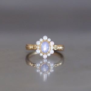 graceline　pearl ruff ring / 真珠の襞襟リング　スターサファイア