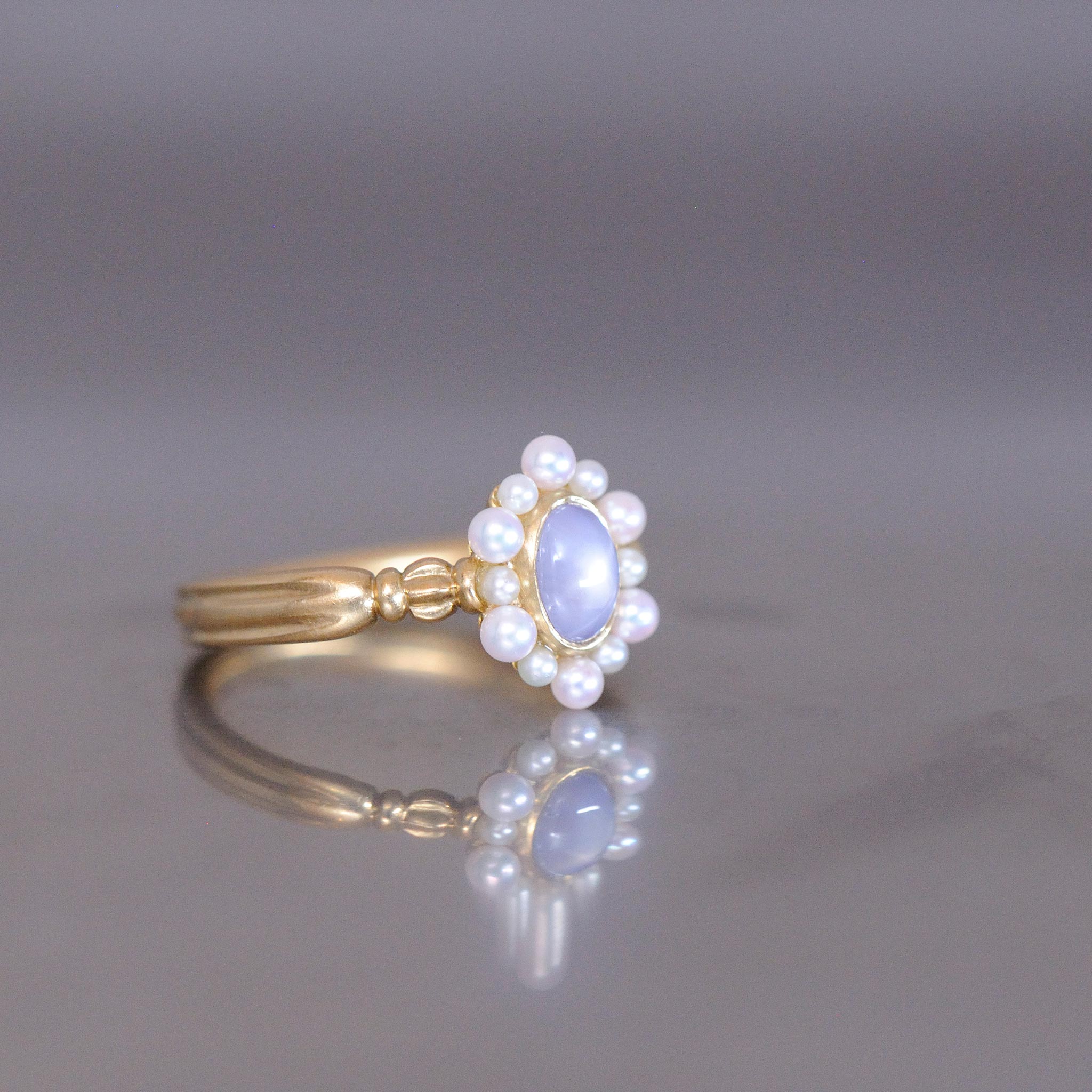 graceline　pearl ruff ring / 真珠の襞襟リング　スターサファイア