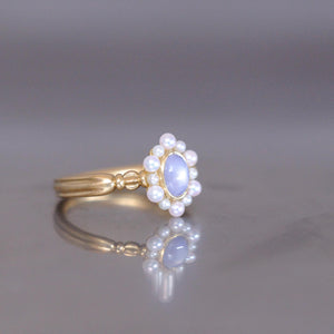 graceline　pearl ruff ring / 真珠の襞襟リング　スターサファイア