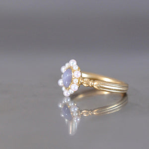 graceline　pearl ruff ring / 真珠の襞襟リング　スターサファイア
