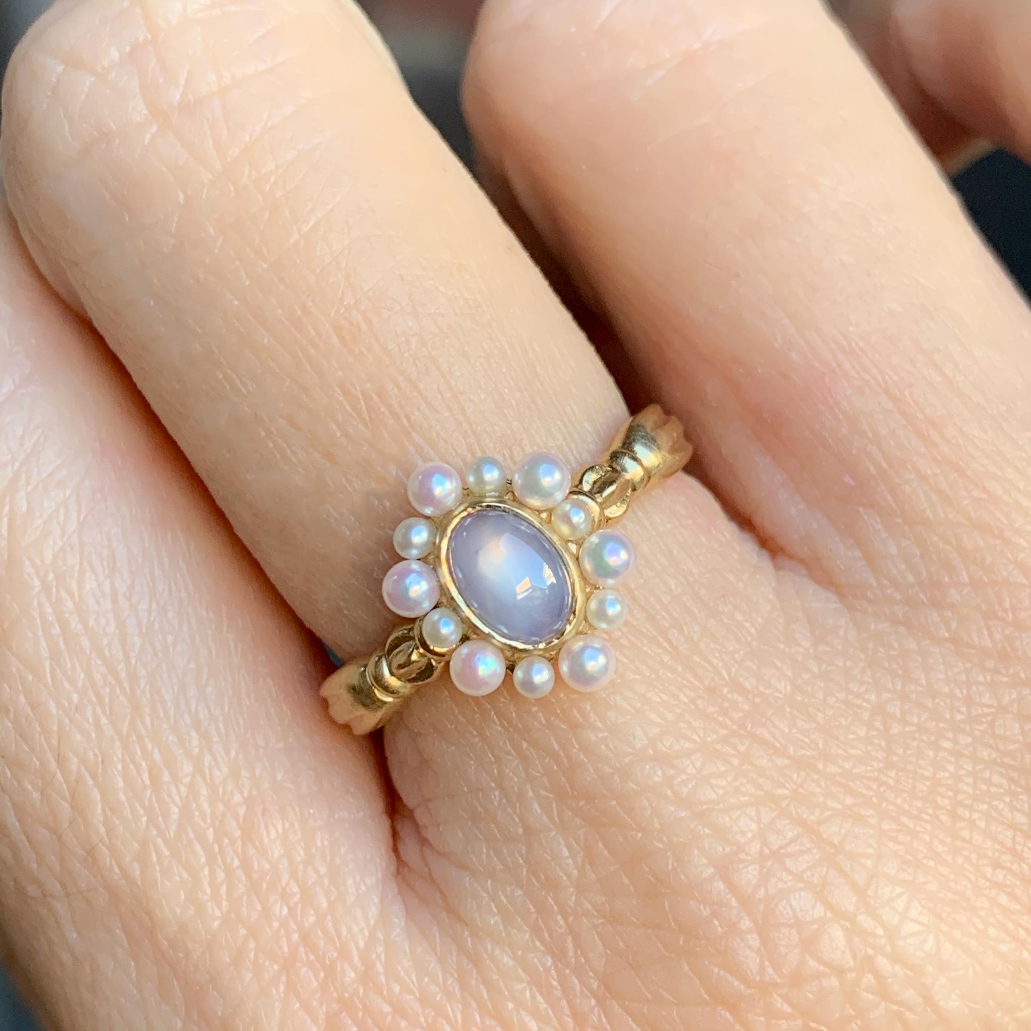 graceline　pearl ruff ring / 真珠の襞襟リング　スターサファイア