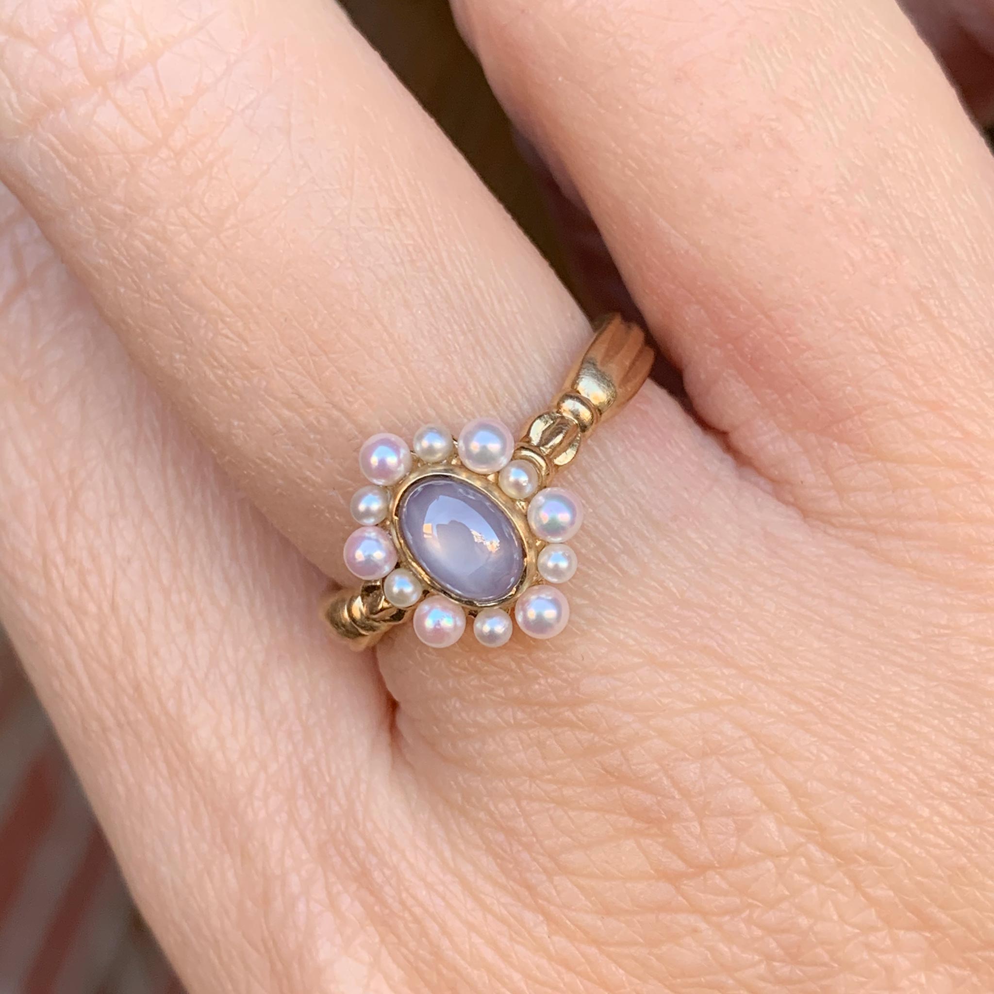 graceline　pearl ruff ring / 真珠の襞襟リング　スターサファイア
