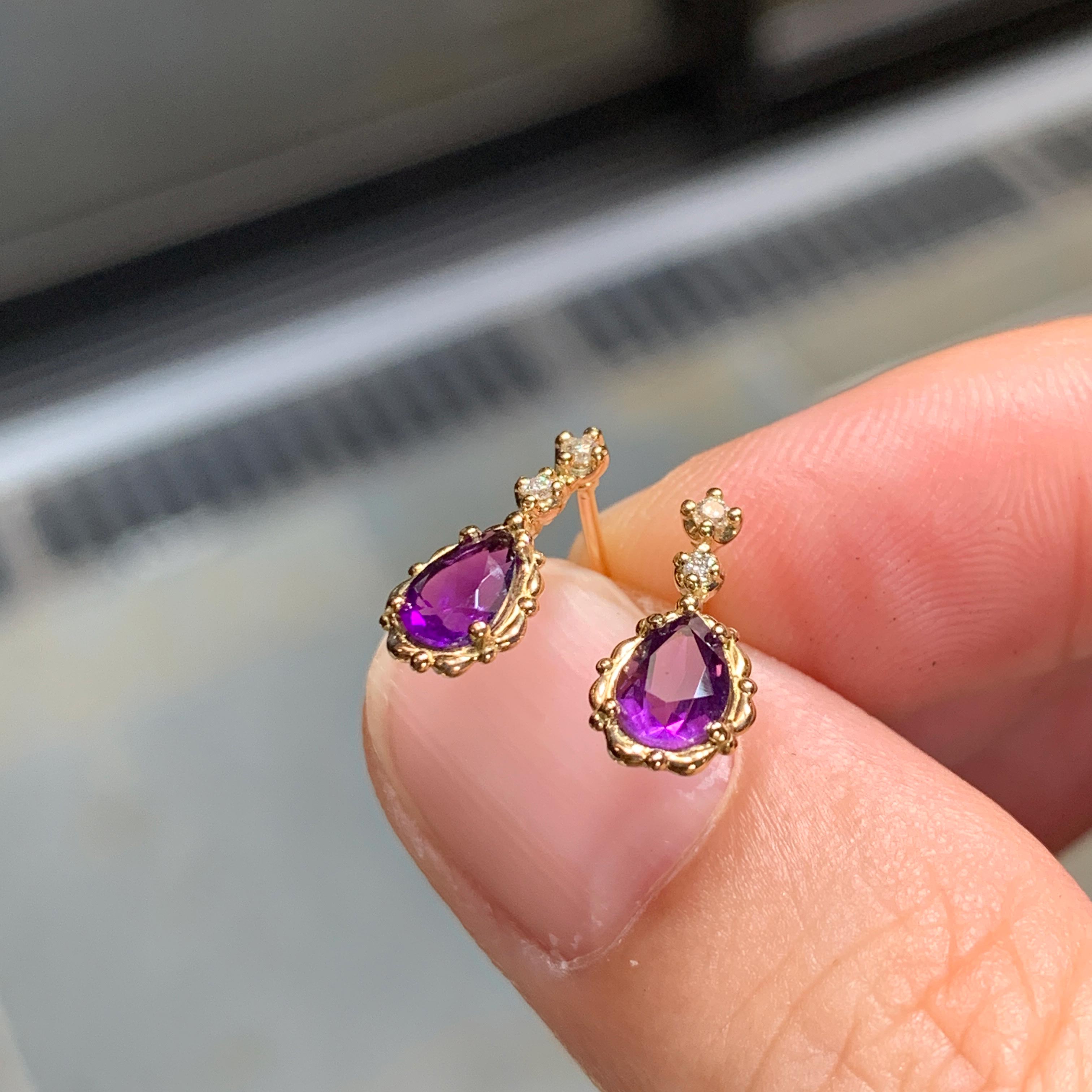 relaxline pierced earrings　アメシスト×ダイヤモンドピアス