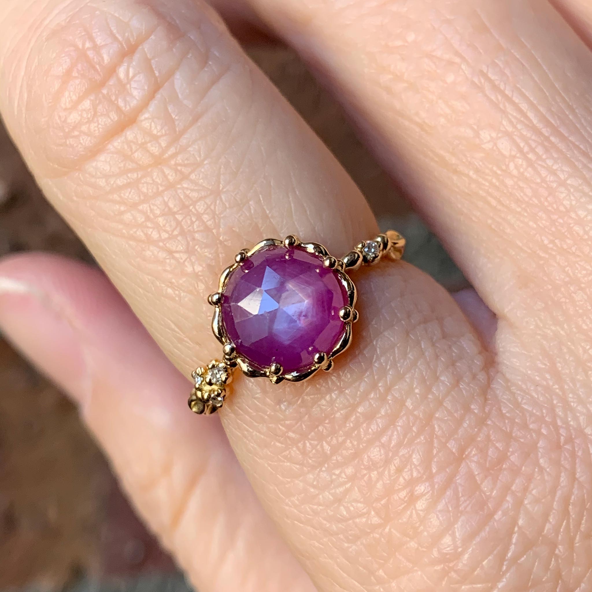 relaxline　cuffsring　スターサファイアローズカットリング