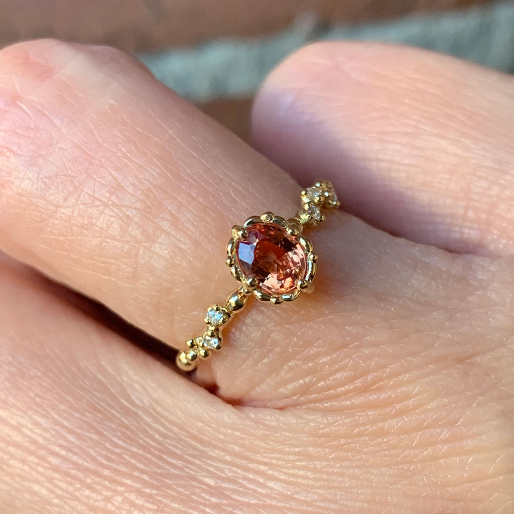 relax line umba sapphire ring　オレンジサファイア×ダイヤのリング