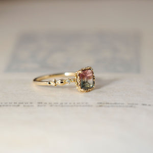 relaxr line cuffs＆puffsleeve ring　バイカラートルマリン×ダイヤリング