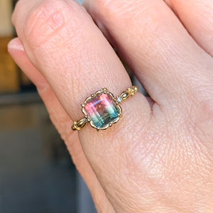 relaxr line cuffs＆puffsleeve ring　バイカラートルマリン×ダイヤリング