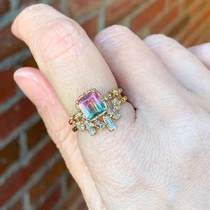 relaxr line cuffs＆puffsleeve ring　バイカラートルマリン×ダイヤリング